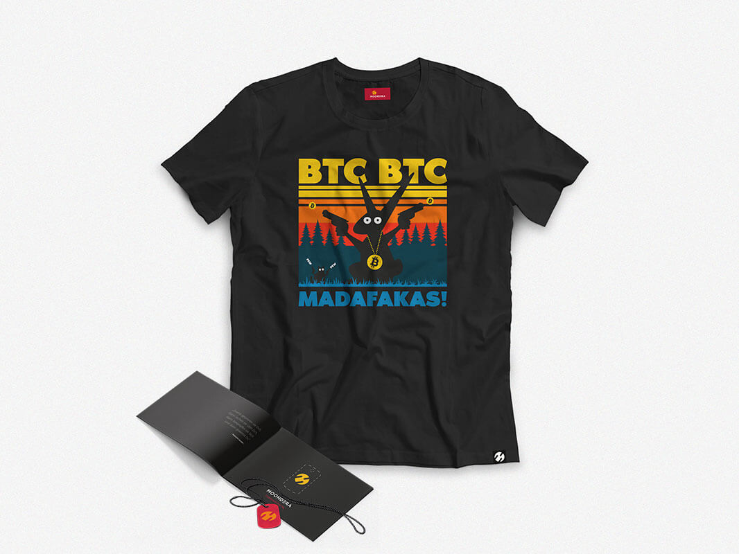 Limited Edition (Stufe 10 T-Shirt) Das Bitcoin BTC BTC Madafakas! design T-Shirt (NFC Version) überzeugt durch seine enorm hochwertige Verarbeitung. Das Shirt ist in hoher 200g Qualität gefertigt.